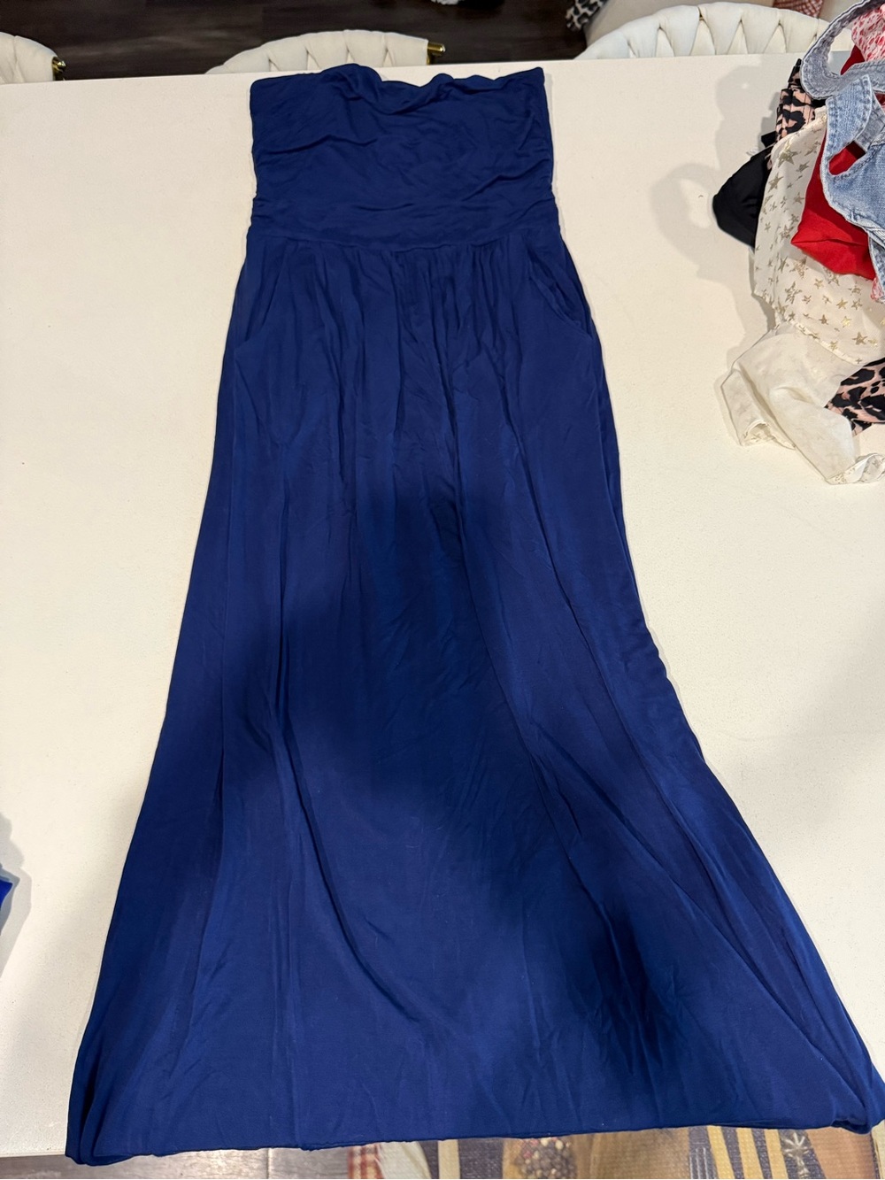 Vanilla Bay Navy Blue strapless maxi dress